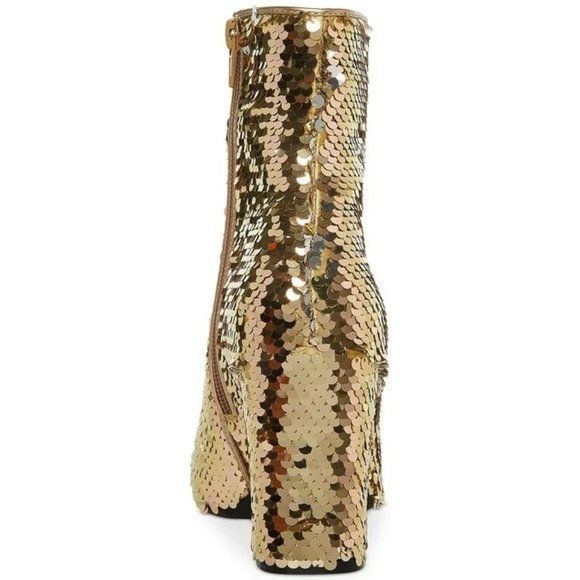 MADDEN GIRL Women’s Cody Pointed Toe Boots Gold Sequin NIB - Picture 2 of 4